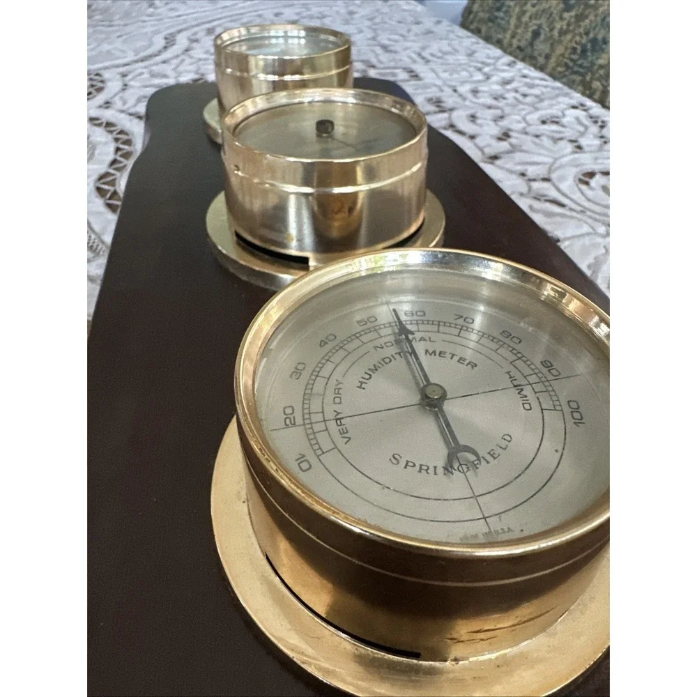Vintage MCM Springfield Eagle Top Thermometer Barometer Humidity Weather Station